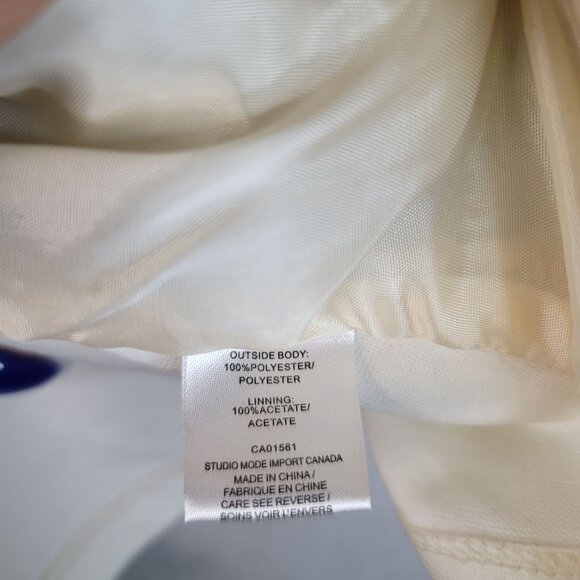 Robert Kitchen Quilted Puffer Jacket Medium Textured Cotton Button Cream - Picture 9 of 14